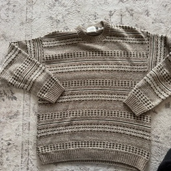 90s Dad Core Beige Cottage Knit Sweater Oversized - Picture 5 of 5
